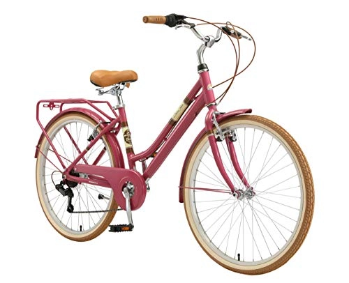 Paseo : BIKESTAR Bicicleta de Paseo Aluminio Rueda de 26" Pulgadas | Bici de Cuidad Urbana 7 Velocidades Vintage para Mujeres | Púrpura
