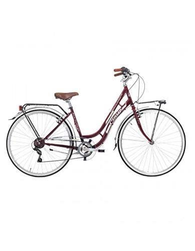Paseo : CINZIA Bicicleta City Bike 28 Beauty de Acero para Mujer, 6 V, Rojo Burgundy, Talla 45 (Shimano RS-36+ty-21)