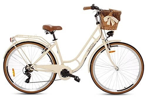 Paseo : Goetze Bicicleta retro para mujer, estilo vintage holandés, ruedas de aluminio de 28 pulgadas, cambio Shimano Tourney de 7 marchas, subida profunda, cesta con acolchado gratis.
