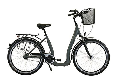 Paseo : HAWK City Comfort Deluxe Plus (incluye cesta) (gris, 26 pulgadas)