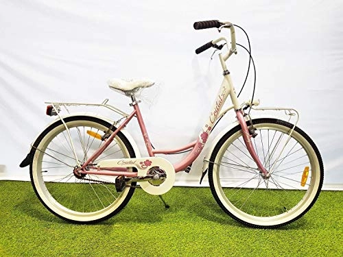 Paseo : IBK - Bicicleta de 24 pulgadas con cristal monovosidad, color blanco y rosa