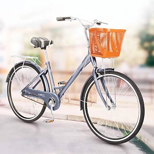 Paseo : LWZ City Commuter Bike Bicicletas Comfort Cruiser de 24 Pulgadas de una Velocidad con Cesta Bicicleta de Ciudad de Carretera Ligera