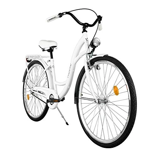 Paseo : Milord Bikes Cómoda Bicicleta de Ciudad, Bicicleta, 1 Velocidades, Rueda de 28", Blanco