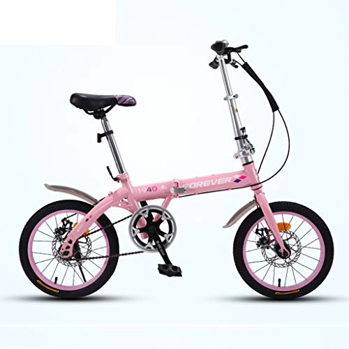 Plegables : 16 pulgadas bicicleta plegable Niños de bicicletas de montaña adulto luz de la bicicleta portátil Urbano carretera de moto Espiral Amortiguador ( Color : Pink , Size : 125*28*85-100cm )