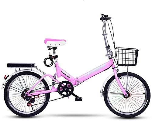 Plegables : 20 Pulgadas Bicicleta Bici Ciudad Plegables Adulto Hombre Mujer, Bicicleta de Montaña Btt MTB Ligero Folding Mountain City Bike Doble Suspension Bicicleta Urbana Portátil, H086ZJ (Color : Pink)