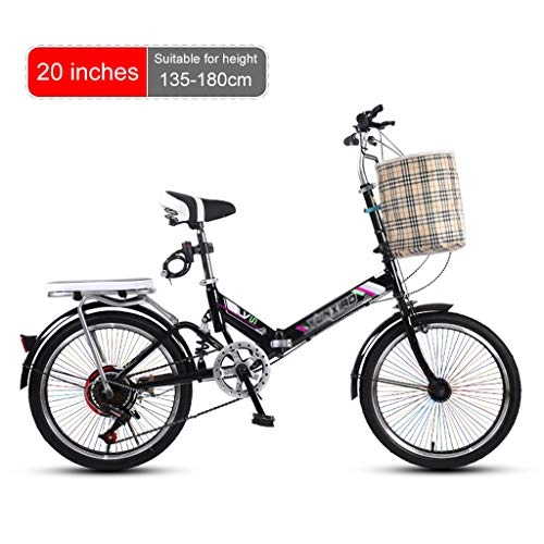 Plegables : 20 pulgadas de la bicicleta de velocidad variable bicicleta plegable bicicleta de montaña Niños Adultos luz de la bicicleta portátil Urbano carretera Vespa ( Color : Black , Size : 155*30*98-114cm )