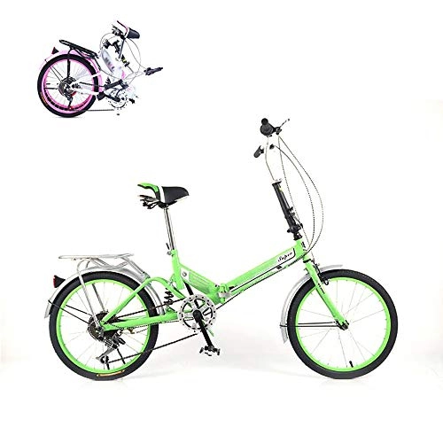 Plegables : Amortiguador porttil Bicicleta Plegable, Marco De Acero De Alto Carbono, Sillin Confort, Bicicleta Plegable, 20 Pulgadas 6 Velocidades Unisex Adulto Bikes Plegado Infantil