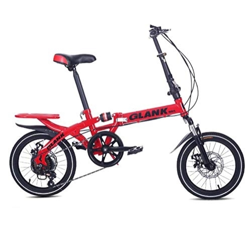 Plegables : AOHMG Bicicleta Plegable Adulto, 6-velocidades Bici Plegable Adulto Unisex Urbana Bici Plegable, Red_16in
