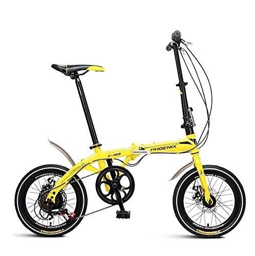 Plegables : AOHMG Bicicleta Plegable Adulto, Aluminio Urbana Bici Plegable Peso Ligero Sillin Confort, Yellow_16in