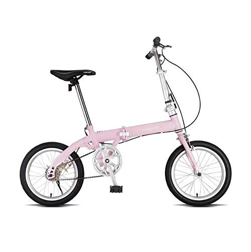 Plegables : AOHMG Bicicleta Plegable Adulto, Single velocidades Peso Ligero Bici Plegable Unisex, Pink_16in