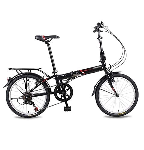 Plegables : AOHMG Bicicleta Plegable Peso Ligero, 6- velocidades Adulto Ciudad Bici Plegable con Sillin Confort, Black_20in