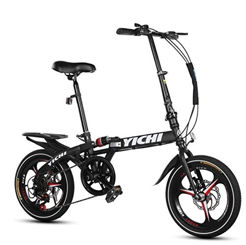 Plegables : AOHMG Bicicleta Plegable, Peso Ligero 7-velocidades City Bici Plegable Unisex Sillin Confort, Black_14in