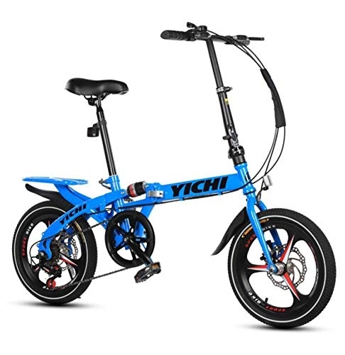 Plegables : AOHMG Bicicleta Plegable, Peso Ligero 7-velocidades City Bici Plegable Unisex Sillin Confort, Blue_14in