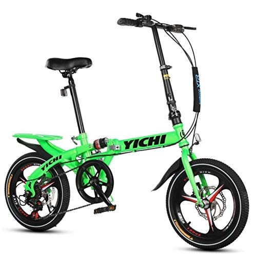 Plegables : AOHMG Bicicleta Plegable, Peso Ligero 7-velocidades City Bici Plegable Unisex Sillin Confort, Green_14in