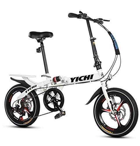 Plegables : AOHMG Bicicleta Plegable, Peso Ligero 7-velocidades City Bici Plegable Unisex Sillin Confort, White_16in