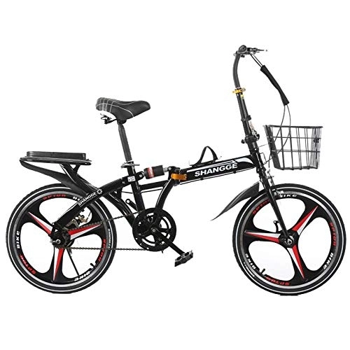 Plegables : AOHMG Bicicleta Plegable Peso Ligero Adulto, 6- velocidades Bici Plegable con Sillin Confort, Black_16in
