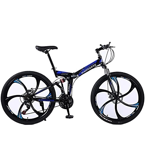 Plegables : ASPZQ Bicicleta de montaña Plegable, Frenos de Doble Disco, Doble Amortiguador, Bicicleta de montaña de Velocidad Variable, Bicicleta de una Sola Rueda, B, 26 Inch 30 Speed