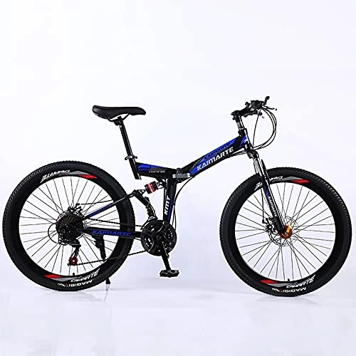 Plegables : ASPZQ Bicicleta de montaña Plegable, Frenos de Doble Disco, Doble Amortiguador, Bicicleta de montaña de Velocidad Variable, Bicicleta de una Sola Rueda, D, 24 Inch 30 Speed