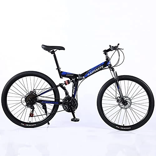 Plegables : ASPZQ Bicicleta de montaña Plegable, Frenos de Doble Disco, Doble Amortiguador, Bicicleta de montaña de Velocidad Variable, Bicicleta de una Sola Rueda, E, 24 Inch 21 Speed