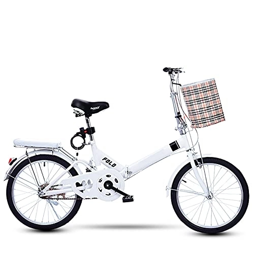 Plegables : ASPZQ Bicicleta Plegable, Bicicleta De Velocidad Juvenil Absorbente De Choque De 20 Pulgadas, Ancianos Masculinos Y Femeninos, Adultos, Blanco