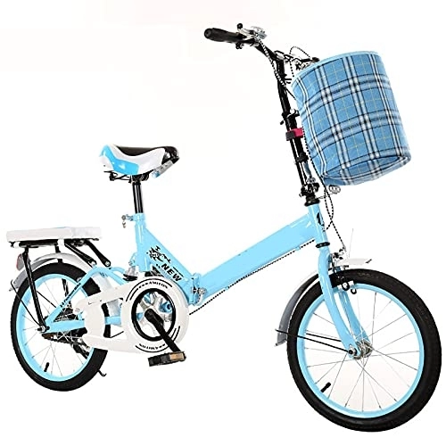 Plegables : ASPZQ Bicicletas Plegables, Bicicleta Plegable De Freno Dual De Freno para Hombres para Hombres - Estudiantes Y Viajeros Urbanos, Azul, 16 Inches