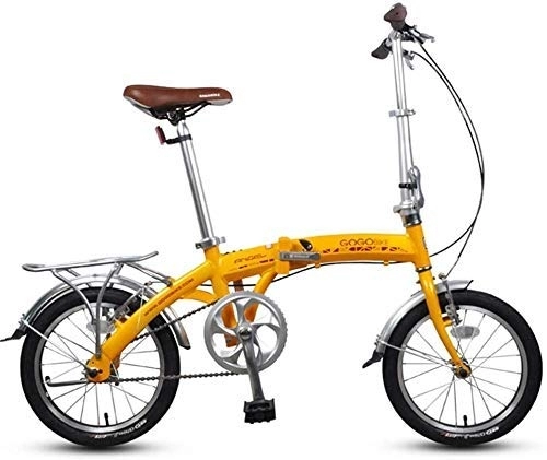 Plegables : AYHa 16" Bicicletas plegables, adultos de los niños mini solo velocidad plegable de la bicicleta, de aleación de aluminio de peso ligero portátil plegable de la bicicleta de la ciudad, Beige
