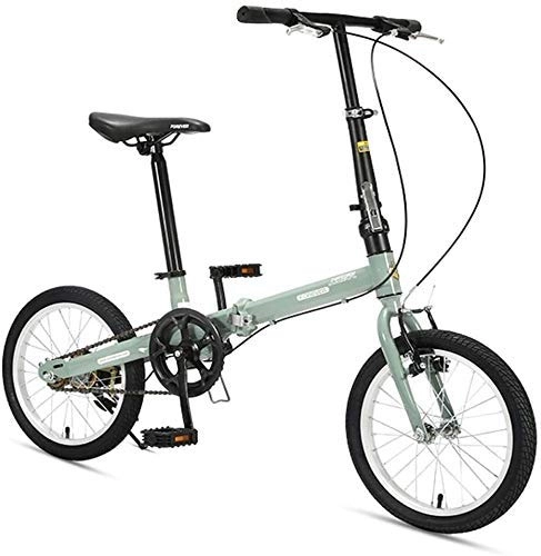 Plegables : AYHa 16" Las bicicletas plegables, de alto carbono acero de la bici plegable de peso ligero, Mini marco reforzado de una sola velocidad de cercanías de bicicletas, ligero portátil, Verde