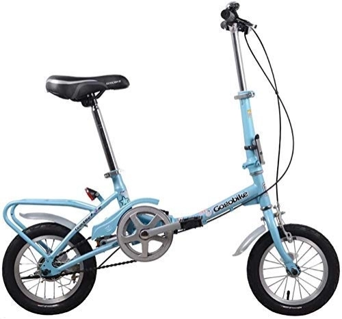 Plegables : AYHa Bicicletas niños plegable, 12" Luz Bicicleta plegable Peso, de alto carbono marco de acero, marco de la escuela junior estudiantes sola velocidad reforzado de cercanías bicicletas, Azul