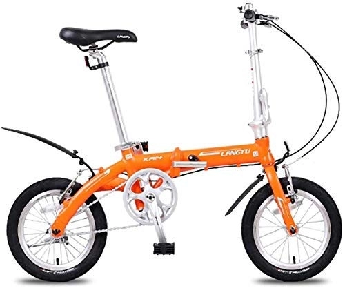 Plegables : AYHa Las bicicletas plegables mini, ligero portátil de 14" de aleación de aluminio Urban Commuter bicicletas, super compacto de una sola velocidad plegable bicicletas, naranja