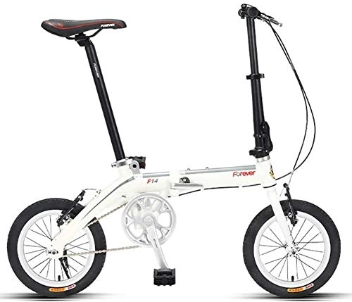 Plegables : AYHa Mini Bicicleta plegable, adultos de 14" Single Speed ​​plegable bicicletas, Escuela Intermedia Bicicleta plegable Peso ligero estudiantes, ligero y portátil, Blanco