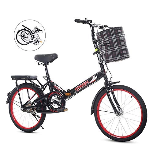 Plegables : B-yun 20"Bicicleta Plegable Ligera De 7 Velocidades Bicicleta De Ciudad Bicicleta Portátil Pequeña Bicicleta De Bicicleta De Carretera para Estudiantes Adultos Absorción De Choque(Color:Negro)