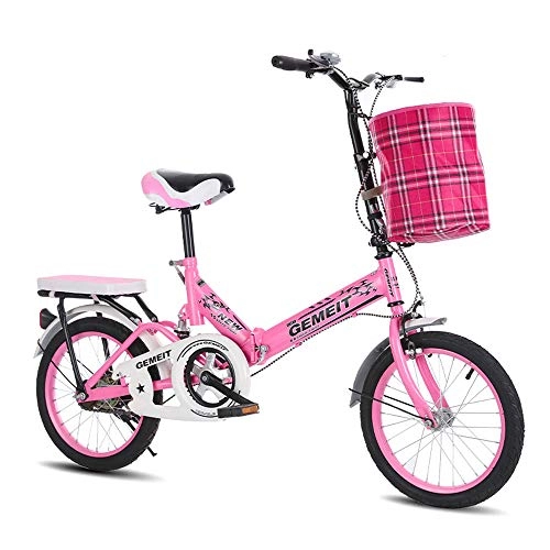 Plegables : B-yun Bicicleta Plegable De 20 Pulgadas Luz De Trabajo para Niños Y Adultos Bicicleta Amortiguadora Multifuncional Portátil Ladies Shopper City Bicycle(Color:Rosado)
