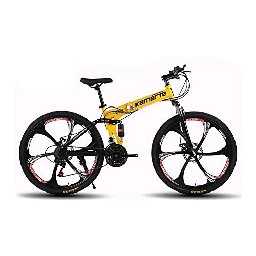 Plegables : Bicicleta Bicicleta de montaña plegable de 26 '', 21 velocidades de doble suspensión Cuadro de acero al carbono Rueda de aleación de aluminio Ideal para montar en la ciudad y desplazamientos, bic