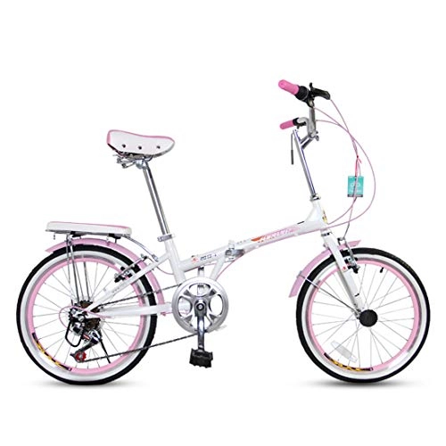 Plegables : Bicicleta De Ciudad 20 Pulgadas 7 Velocidades Bici Doblez Estructura de Acero de Alto Carbono para Unisex Adulto, Pink