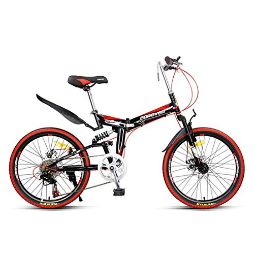 Plegables : Bicicleta De Ciudad 22 Pulgadas 7-Velocidades Bici con Freno de Disco mecánico para Unisex Adulto, Red