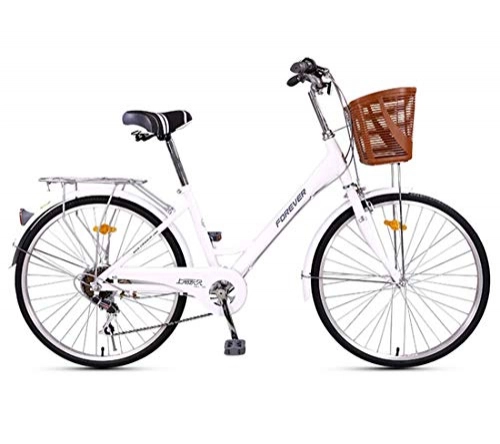 Plegables : Bicicleta De Ciudad De 24 Pulgadas 6 Velocidades Bici para Unisex Adulto, White