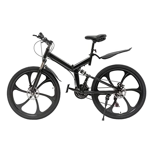 Plegables : Bicicleta de ciudad plegable de 26 pulgadas, 21 velocidades, acero al carbono, suspensión completa, freno de disco, bicicleta plegable de altura ajustable, con guardabarros, bicicleta de montaña para