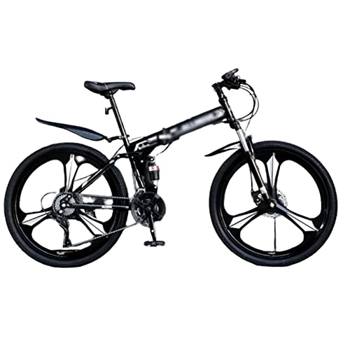 Plegables : Bicicleta de montaña a campo traviesa de velocidad variable, plegable, de tres cuchillas, de una rueda, freno de disco doble, marco de acero de alto carbono, bicicleta para adultos, Unisex (D 26inch)