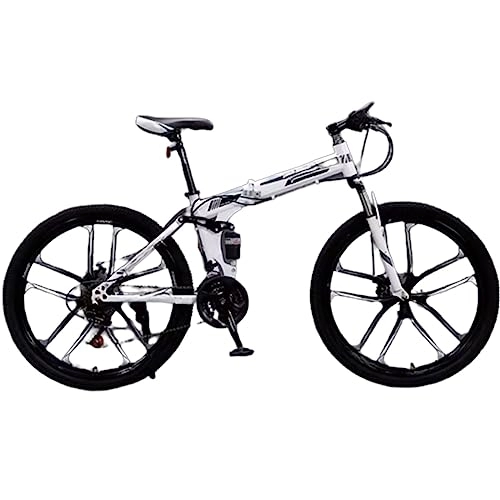 Plegables : Bicicleta de montaña plegable de 26 pulgadas, bicicleta de montaña con cambio de acero de alto carbono, fácil montaje, adecuada para adolescentes y adultos, capacidad de 130 kg (white silver 33 speed)