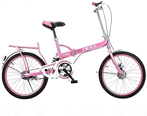 Plegables : Bicicleta Nueva Bicicleta Plegable de 20 Pulgadas Bicicleta Plegable de Choque for Adultos Absorción Ultraligero Compacto de Bicicletas Bike Kid Estudiante de Bicicletas (Color : Pink)