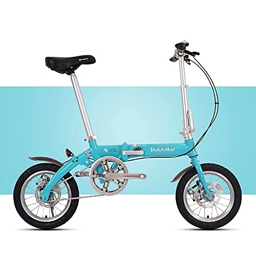 Plegables : Bicicleta Plegable 14 Pulgada para Hombres y Mujeres, Bicic Retro de Ciudad con Frenos de Disco Dobles de Velocidad Variable para Trabajo Ligero con Luces Traseras y Canasta