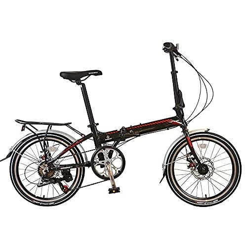 Plegables : Bicicleta Plegable 20 Pulgadas de 6 velocidades Bici Plegable para Hombres y Mujeres, Bicicleta Retro de Ciudad con Frenos de Disco Dobles de Velocidad Variable para Trabajo Ligero