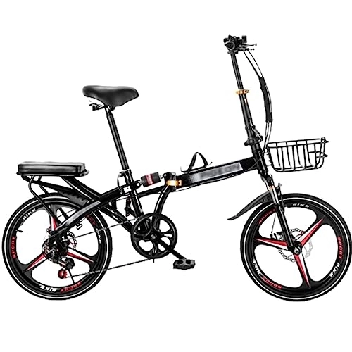 Plegables : Bicicleta plegable, bicicleta plegable, bicicleta de acero al carbono con transmisión de 6 velocidades, bicicleta plegable fácil de plegar en altura ajustable para adultos y adolescentes B, 16in