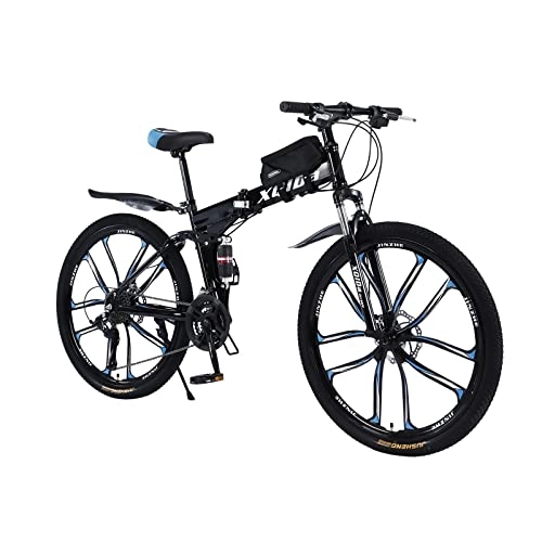 Plegables : Bicicleta Plegable de 26 Pulgadas Bicicleta de montaña y 27 velocidades ，Plegable Cuadro Fibra de Carbono con Bolsa de Bicicleta Freno de Disco Bicicleta Urbana Carretera（Spot Europeo）