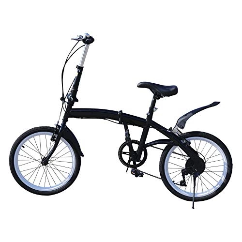 Plegables : Bicicleta plegable de 7 velocidades, unisex, 20 pulgadas, doble freno en V, para adultos, viajes, camping (negro)