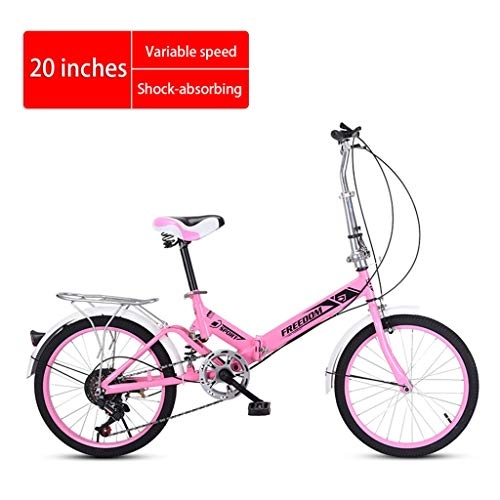 Plegables : Bicicleta plegable Mini absorción de velocidad en bicicleta adulta de choque 20 pulgadas vespa ultraligero portátil bicicleta de carretera bicicleta de niños ( Color : Pink , Size : 20 inches )