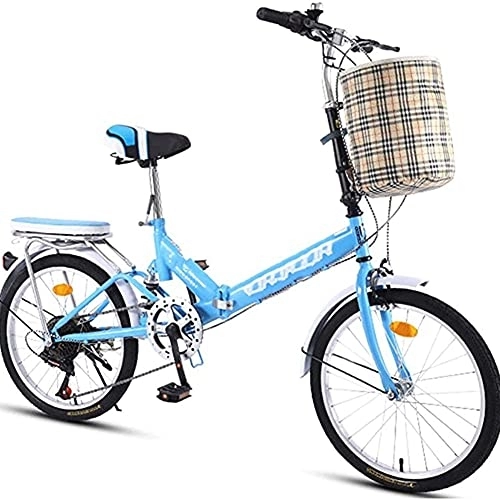 Plegables : Bicicletas De Montaña Bicicleta Plegable Velocidad Variable Hombre Mujer Adulto Estudiante Ciudad Commuter Bicicleta Deportiva Al Aire Libre con Cesta, Azul