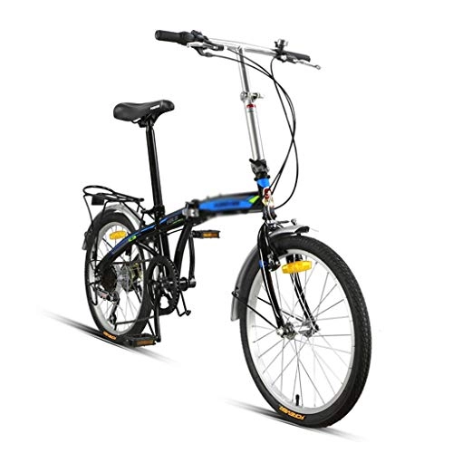 Plegables : Bicicletas De Velocidad Variable 20 Pulgadas Plegable For Adultos For Nios 7 Speed (Color : Black, Size : 20 Inches)