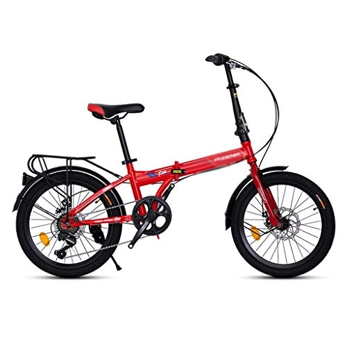 Plegables : Bicicletas Plegable For Adultos De 20 Pulgadas Velocidad Variable Todoterreno For Adultos 7 Velocidades (Color : Red, Size : 20 Inches)