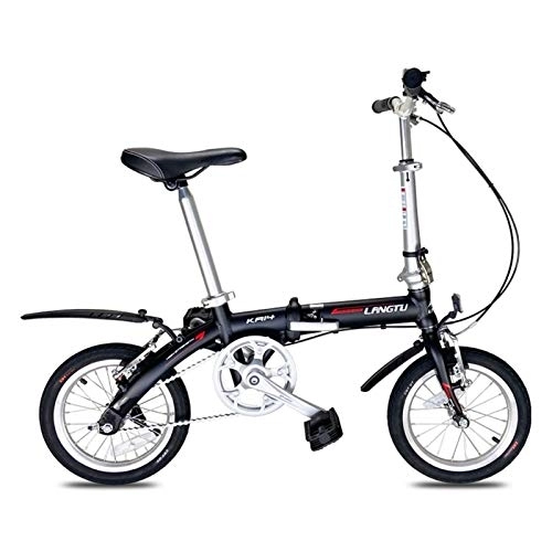 Plegables : Bicicletas Plegables, Mini Bici Ligera Plegable De 14 Pulgadas Pequeña Pequeña Bicicleta Portátil Estudiante Adulto Adecuado for Altura 120 Cm-180 Cm (Color : Black, Size : 14in)